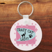 Crazy Cat Lady - Retro Sleutelhanger (Voorkant)