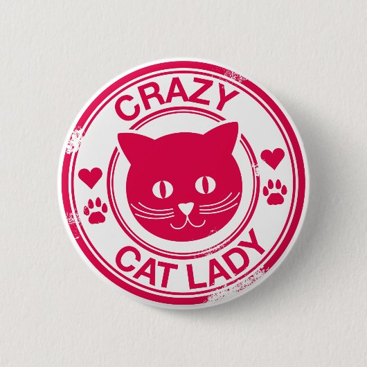 Crazy Cat Lady Ronde Button 5,7 Cm (Voorkant)