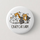 Crazy Cat Lady Ronde Button 5,7 Cm (Voorkant)