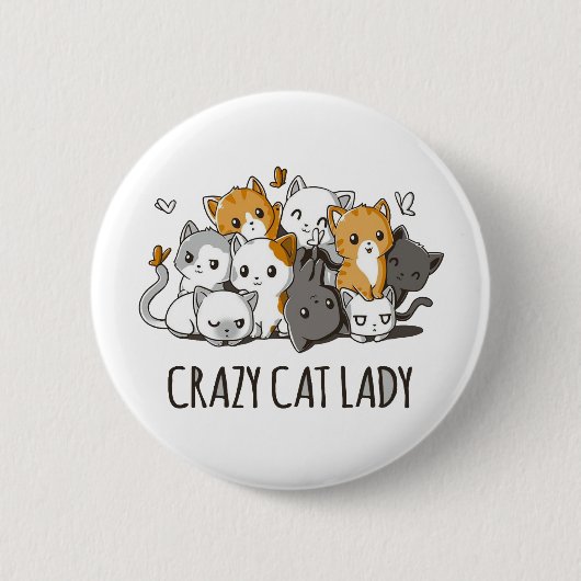 Crazy Cat Lady Ronde Button 5,7 Cm (Voorkant)