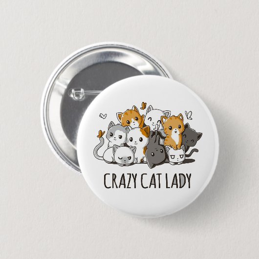 Crazy Cat Lady Ronde Button 5,7 Cm (Voorkant /achterkant)