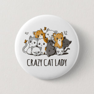 Crazy Cat Lady Ronde Button 5,7 Cm