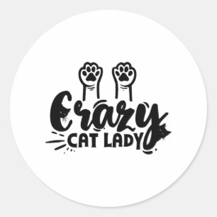 Crazy Cat lady Ronde Sticker
