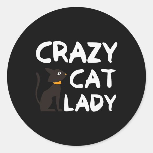 Crazy Cat Lady Ronde Sticker (Voorkant)