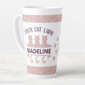 Crazy Cat Lady Roos Gold Glitter Latte Mok (Linkerhoek)