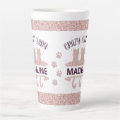 Crazy Cat Lady Roos Gold Glitter Latte Mok (Voorkant)
