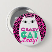 "Crazy Cat Lady" Roze luipaard Button (Voorkant /achterkant)