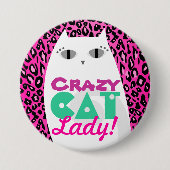 "Crazy Cat Lady" Roze luipaard Button (Voorkant)