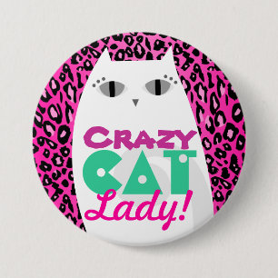 "Crazy Cat Lady" Roze luipaard Button