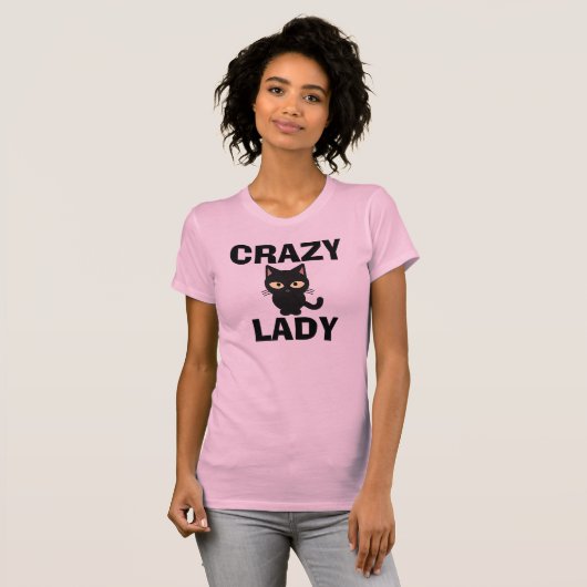 CRAZY CAT LADY ROZE T-shirts (Voorkant volledig)