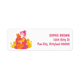 Crazy Cat Lady Schattige Kittens Roze Retouradres Etiket