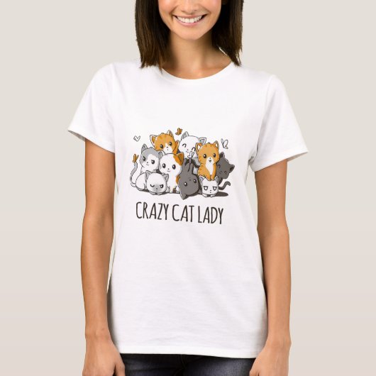 Crazy Cat Lady Schattigee Anime Kitty Cat T Shirt (Voorkant)
