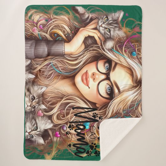 Crazy Cat Lady Sherpa Deken (Voorkant)