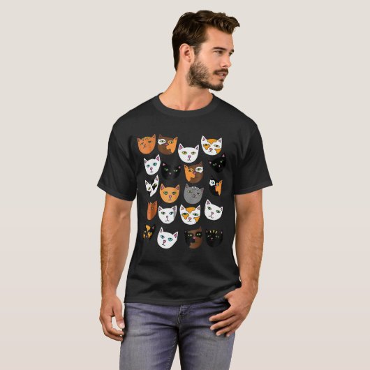 Crazy Cat Lady Shirt Cute Cat Pattern Caturday Tee (Voorkant volledig)