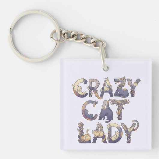 Crazy Cat Lady Sleutelhanger (Voorkant)