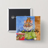 Crazy Cat Lady Squback Vierkante Button 5,1 Cm (Voorkant /achterkant)