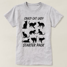 "Crazy Cat Lady Starter Pack" met drie katten T-shirt