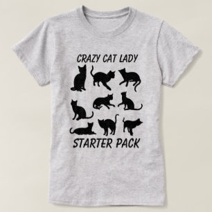 "Crazy Cat Lady Starter Pack" met drie katten T-shirt