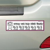 Crazy Cat Lady Stick Family Funny Cartoon Bumpersticker (Op auto)