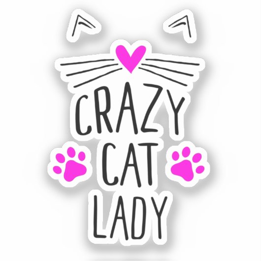 Crazy Cat Lady Sticker (Voorkant)