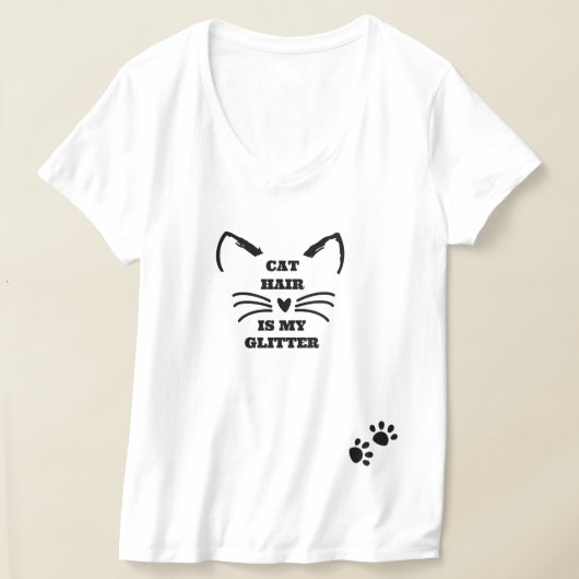Crazy Cat Lady T-Shirt - Cat Hair is mijn glitter (Laagn)