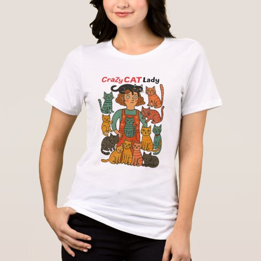 Crazy Cat Lady T-shirt - Kattenliefhebbers Design (Voorkant)