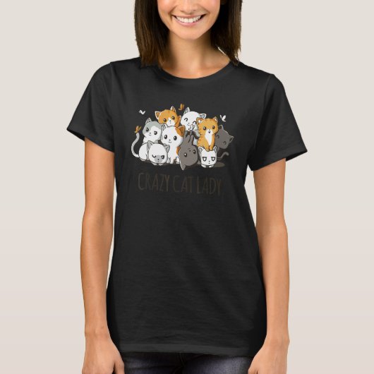 Crazy Cat Lady Team Cat Butterfly Smile Tee T-shirt (Voorkant)