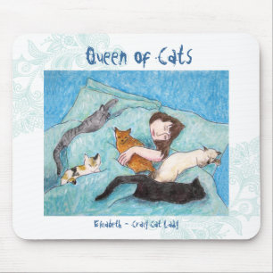 Crazy Cat Lady turquoise indie muispad Muismat