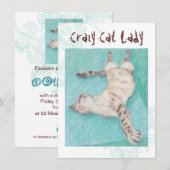 Crazy Cat Lady turquoise nodigt uit tot verjaardag Kaart (Voorkant / Achterkant)