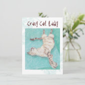 Crazy Cat Lady turquoise nodigt uit tot verjaardag Kaart (Staand voorkant)