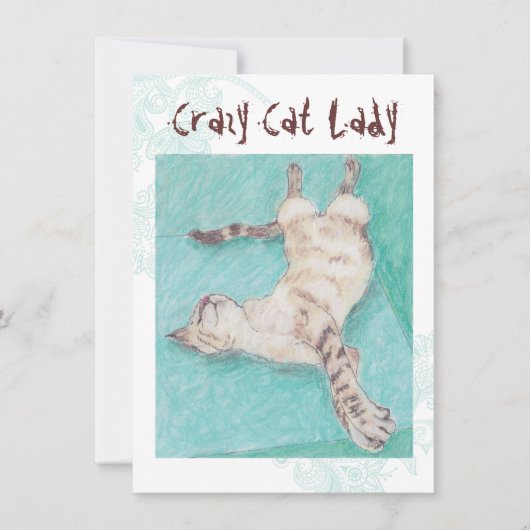 Crazy Cat Lady turquoise nodigt uit tot verjaardag Kaart (Voorkant)