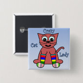 Crazy Cat Lady Vierkante Button 5,1 Cm (Voorkant /achterkant)