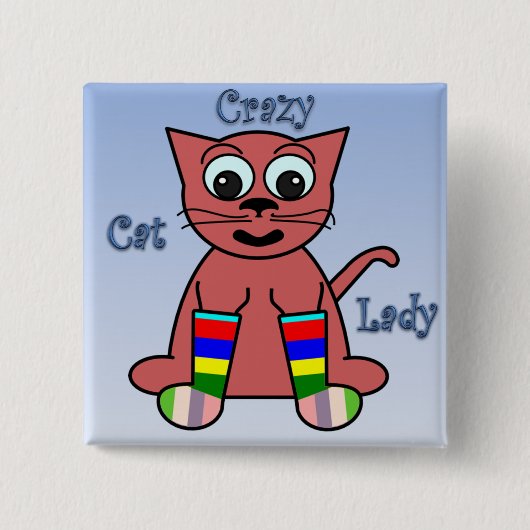 Crazy Cat Lady Vierkante Button 5,1 Cm (Voorkant)