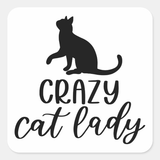 Crazy Cat Lady Vierkante Sticker (Voorkant)