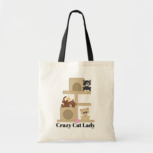 Crazy cat lady voegt name message canvas tas toe (Voorkant)