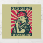 Crazy Cat Lady voor Kamala 2024 Bier Etiket (Enkel label)