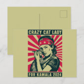 Crazy Cat Lady voor Kamala 2024 Briefkaart (Voorkant / Achterkant)