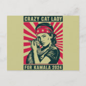 Crazy Cat Lady voor Kamala 2024 Briefkaart (Voorkant)