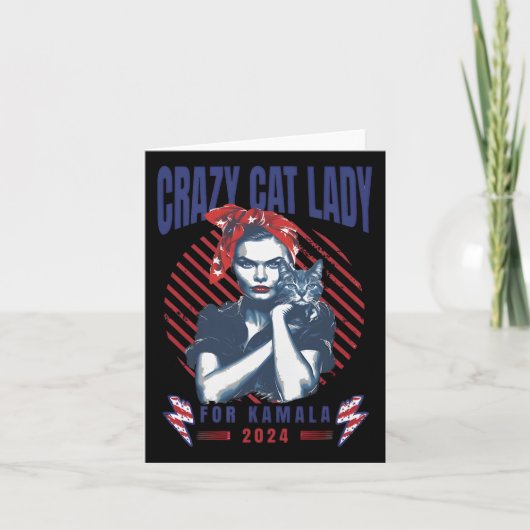 Crazy Cat Lady voor Kamala 2024 Kaart (Voorkant)