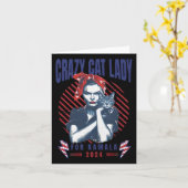 Crazy Cat Lady voor Kamala 2024 Kaart (Gele Bloem)