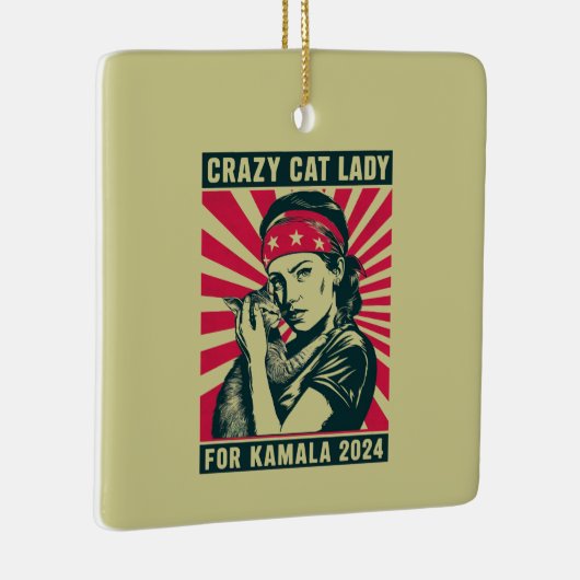 Crazy Cat Lady voor Kamala 2024 Keramisch Ornament (Rechts)