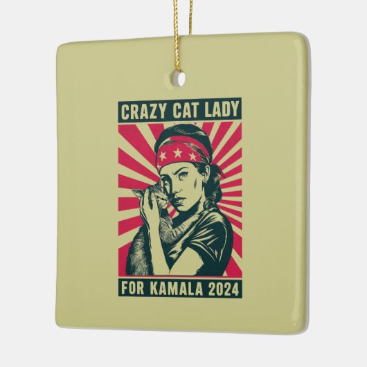 Crazy Cat Lady voor Kamala 2024 Keramisch Ornament (Links)