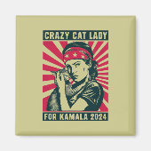 Crazy Cat Lady voor Kamala 2024 Magneet (Voorkant)