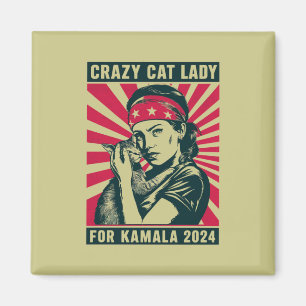 Crazy Cat Lady voor Kamala 2024 Magneet