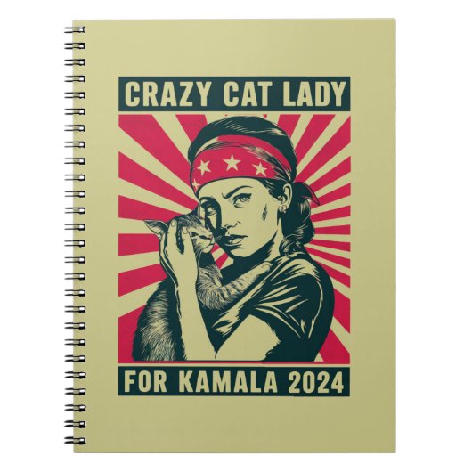 Crazy Cat Lady voor Kamala 2024 Notitieboek (Voorkant)