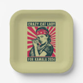 Crazy Cat Lady voor Kamala 2024 Papieren Bordje (Voorkant)