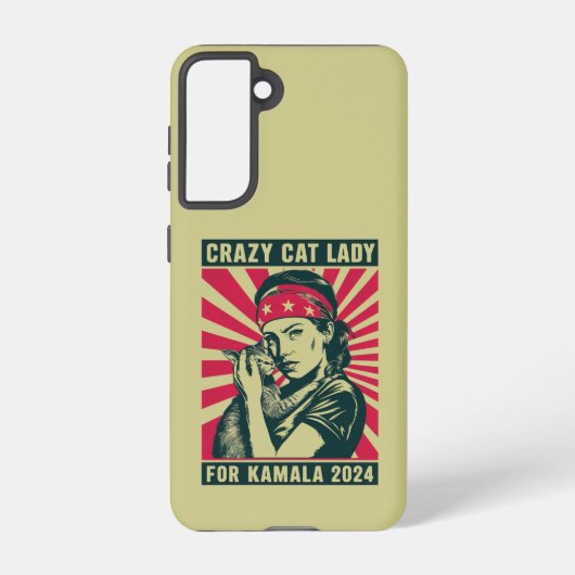 Crazy Cat Lady voor Kamala 2024 Samsung Galaxy Hoesje (Achterkant)