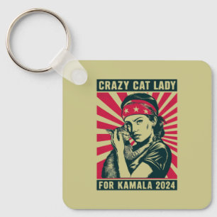 Crazy Cat Lady voor Kamala 2024 Sleutelhanger