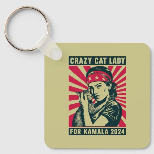 Crazy Cat Lady voor Kamala 2024 Sleutelhanger (Voorkant)