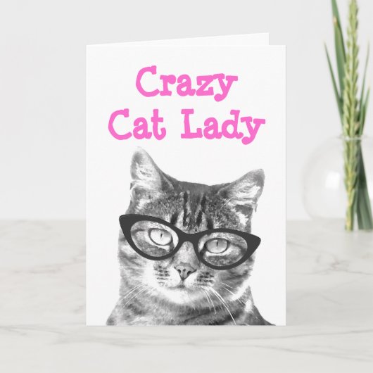 Crazy Cat Lady wenskaart ontwerp Kaart (Voorkant)